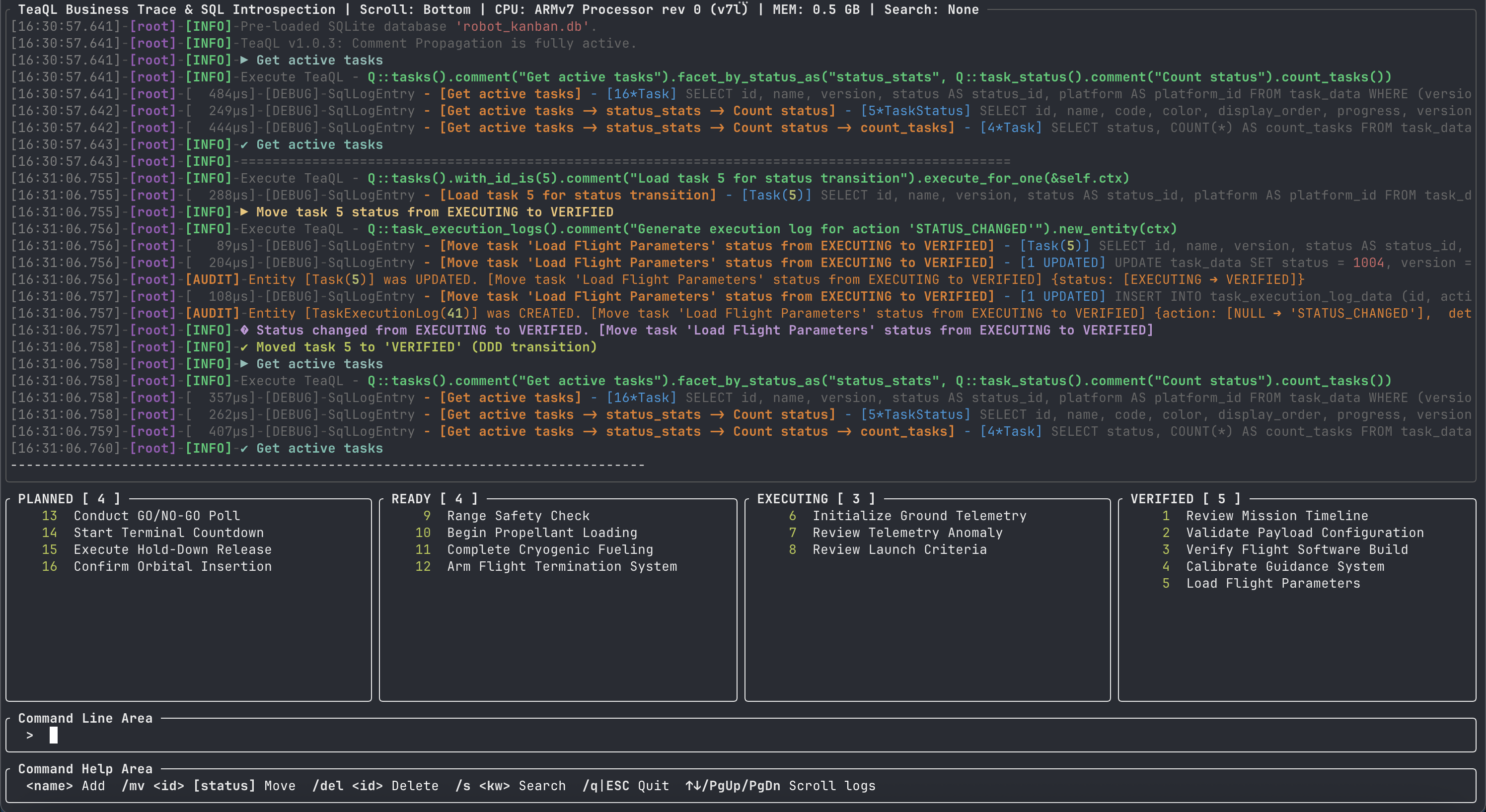 TeaQL Robot Task Board